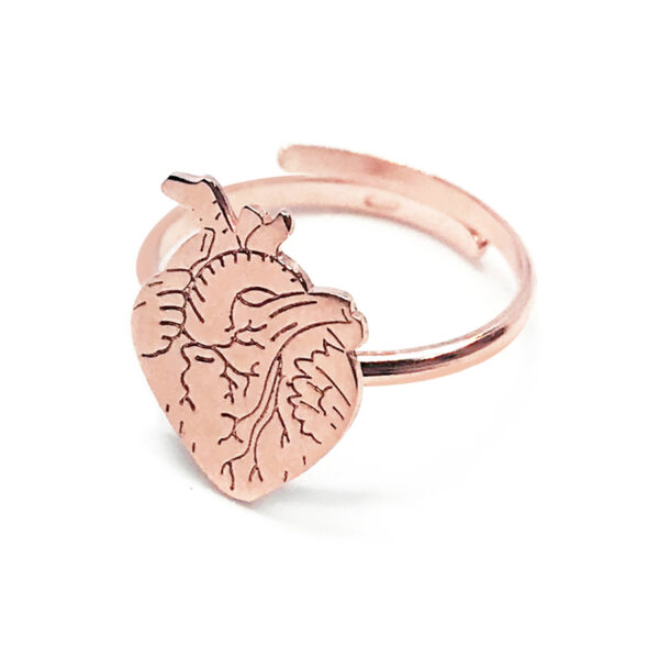 Anello cuore grande oro rosa